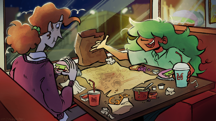 Saddles and Sorcery Diner Illustration